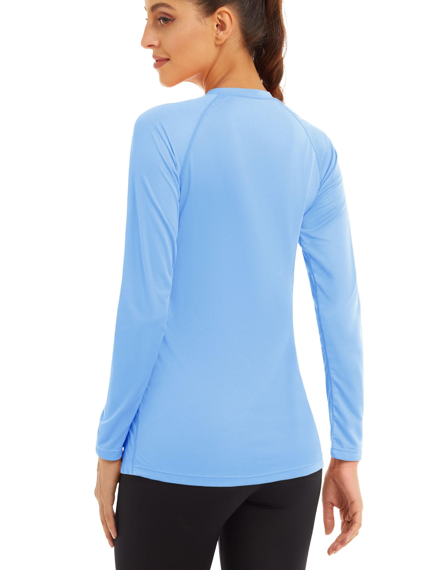 MAGCOMSEN Women's UPF 50+ SPF Swim Shirt, Long Sleeve Rash Guard, Running Top - Blue