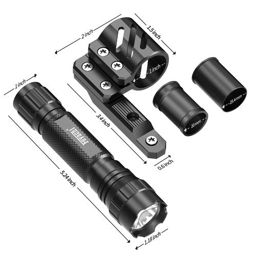 Feyachi M Lock Tactical Flashlight 1200 Lumens, with Offset Mount & Pressure Switch, 200m Beam, 4H Runtime, Rainproof and Shockproof