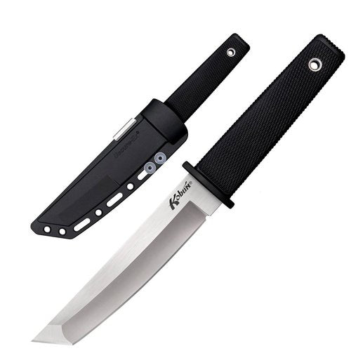 Cold Steel Kobun Plain Edge 5.5" Japanese AUS8A Stainless Steel American Tanto Shape Fixed Blade Tactical Hunting Knife, Ergonomic Kray-Ex Handle, Secure-Ex Sheath - Boxed