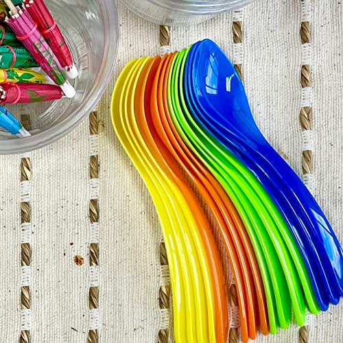 Dessert Serving Kit with 16 Clear Cups, Bright Spoons & Umbrella Picks