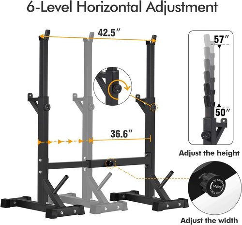 BangTong&Li Squat Rack Stand,Barbell Rack,Bench Press Rack Stand Home Gym Adjustable Weight Rack 550Lbs (Black)