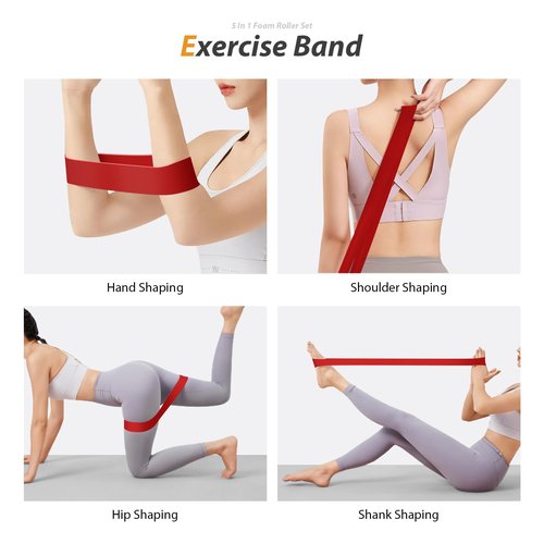 5-in-1 Deep Tissue Foam Roller Set for Muscle Recovery, Yoga & Fitness – High-Density Roller, Massage Stick, Ball, Resistance Band – Portable for Back, Legs