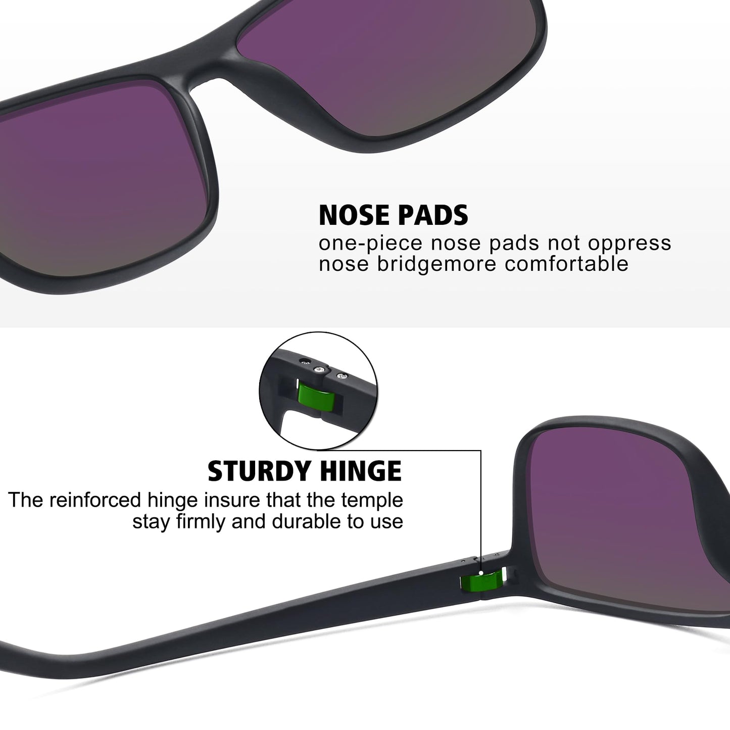 STORYCOAST Polarized Sunglasses for Men Women Classic Square Sports Fishing Running Golf Sun Glasses UV Protection 3Pack-Blue+Red+Green