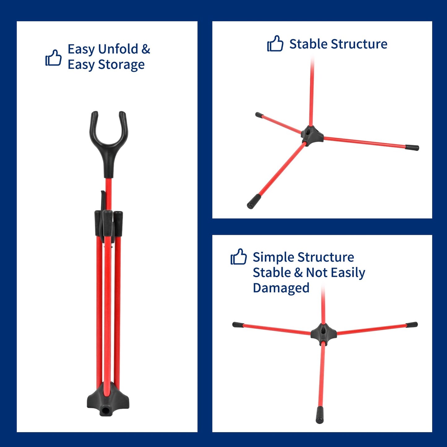 FENJANER Archery Bow Stand for Recurve Bow Glassfiber Lightweight Bow Holder Rack Legs for Compound Bow (Red)