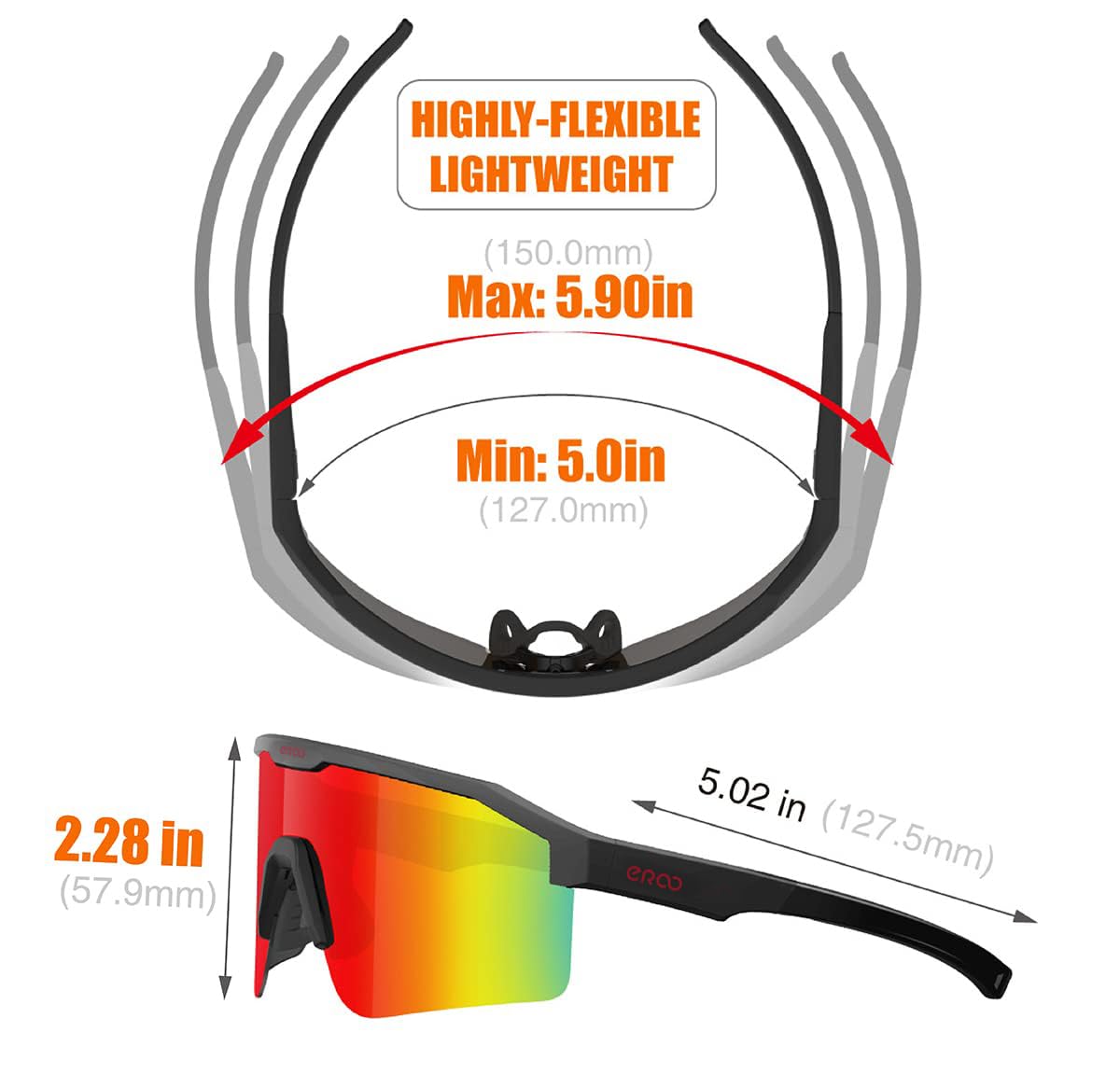 ER00 Eazyrun F24 Polarized Small Sport Sunglasses for Youth Women Kids, Baseball Cycling Running MTB Softball Padel Beach Volleyball Sports