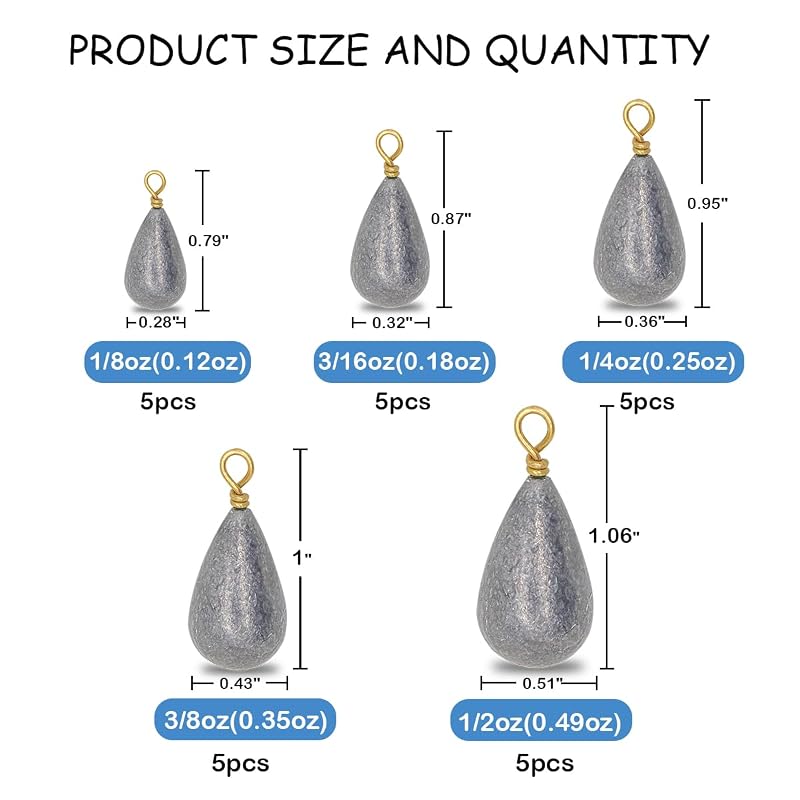 25Pcs Fishing Sinkers Kit - 3/16oz (5g) Drop Shot Weights for Saltwater & Freshwater, C:3/16oz-30PCS Variation