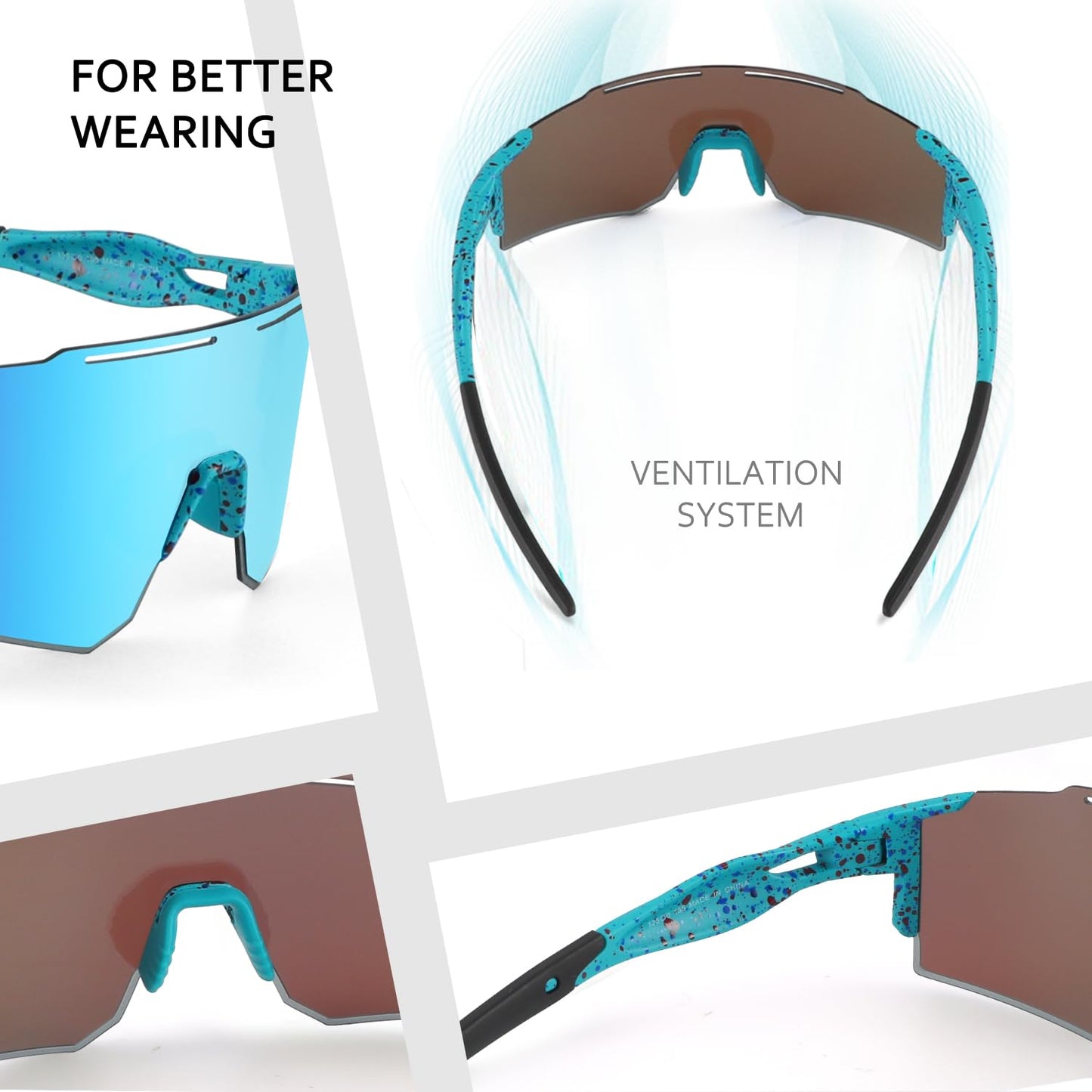 Ukoly Cycling Sunglasses for Men Women with 3 Interchangeable Lenses,Polarized Sports Sunglasses,Baseball Glasses SpU