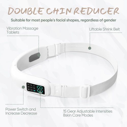 Cteart V-Face Electric Double Chin Device with 8 Modes & 15 Gear Adjustable Intensities - Intelligent V-Face Machine for Contouring Double Chin - H092