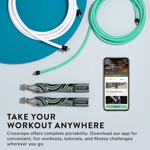 Crossrope Get Lean Set - Weighted Jump Rope- 1/4 LB and 1/2 LB Ropes - Slim Handles - Medium