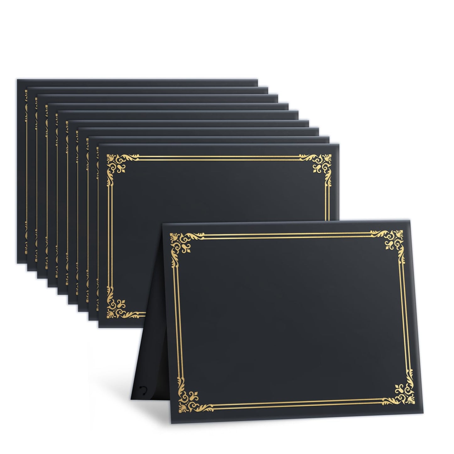 12 Packs Certificate Covers,Black Cardboard Diploma Cover,Certificate Holders Gold Foil Border,for Letter Size 8.5 x 11 Inch Awards and Certificates