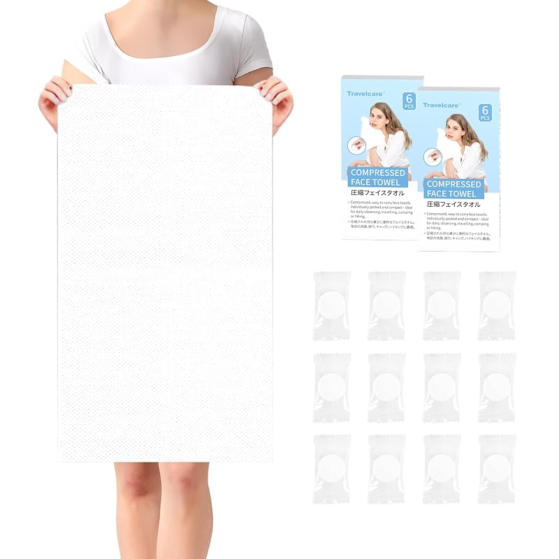 Travelcare 11.8x21.3in Compressed Thicker Towel - Disposable Wet Towels for Travel, Beauty Salon, Home & Outdoor (Variation: 21x12in, 12 packs)