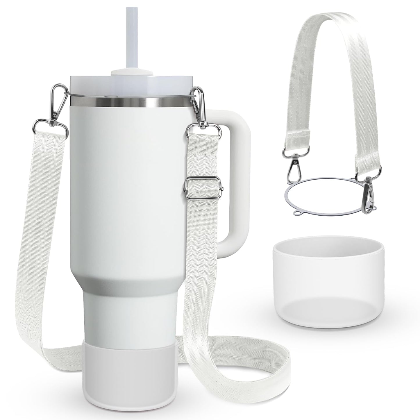 Cup Accessories Set Compatible with Stanley H2.0 & Protour 30oz 40oz, Includes Protective Boot, Shoulder Strap & Handle Strap, Handle Shoulder Carrying Strap for Women Men