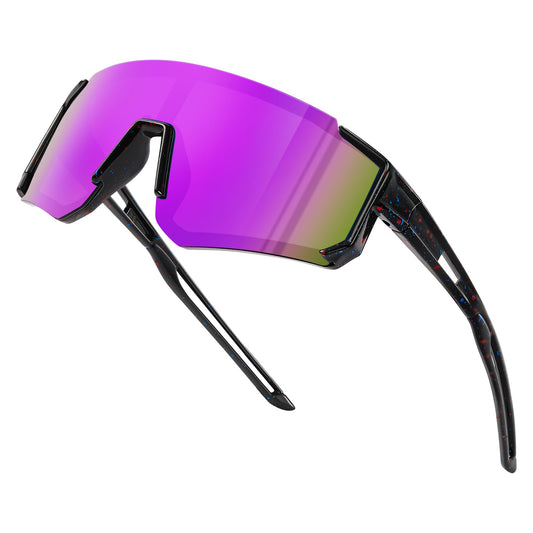 Fanshen Kids Baseball Sunglasses for Boys Girls Ages 3-12, Sports Polarized Youth Baseball Softball Sunglasses UV Protection (Bright Black/Purple)