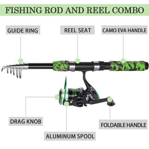 Tripquips Telescopic Fishing Rods Set, 6.9ft Composite Blank Fishing Pole, Portable Spinning Rod and Reel Combo with Accessories Carrier Bag Fishing Rod and Reel Combos Fishing Gear(2 Packs Combo)