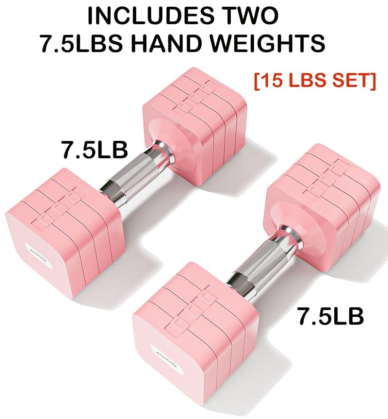 Upspeed 15 lb Adjustable Dumbbells Set for Home Gym - Pink