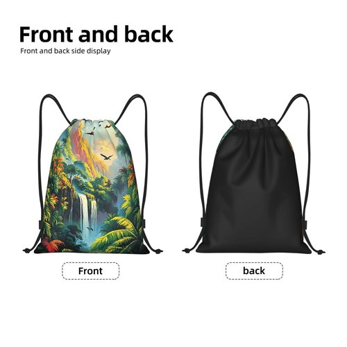 ZSUUGJ Tropical Rainforest Jungle Pattern Drawstring Backpack Bag Gym Backpack Basketball Bag For Women Men
