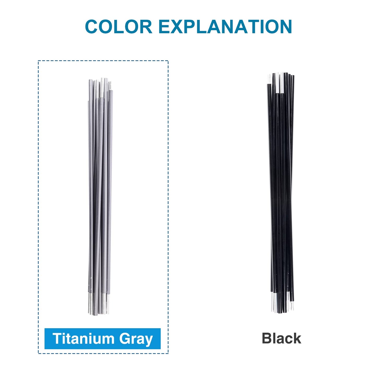 BRILLIANCE4U Tent Poles Replacement Aluminum, Gray Pre-Assembled 16ft 4.4 in, 7001 T6 Heated Tent Rod Outer Dia. 3/8” 9.5mm, 2 Poles