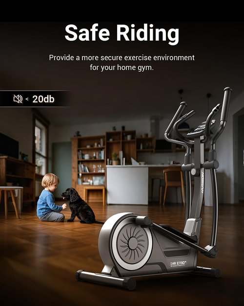 HARISON Elliptical Machine for Home 350 LBS Capacity, Magnetic Elliptical Exercise Machine with 16-Level Resistance Control, Elliptical Trainer with HARISON Bluetooth (Black)