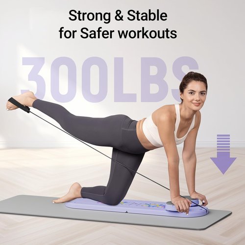 Pilates Board,15 in 1 Pilates Reformer Set, Foldable Pilates Reformer Machine with Resistance Bands, Home Pilates Kit, Portable Foldable Ab Trainer for Home Workout (Black)