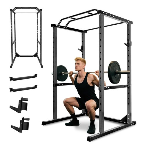 Squat Rack, Power Rack for Home Gym,1500 Lbs Capacitys All in One Power Cage, Adjustable Fitness Power Gym Cage for Home Gym (Black)