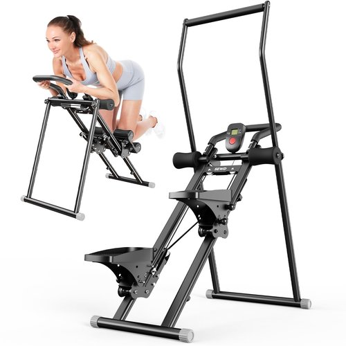Stair Stepper & Ab Machine by SEWD, 2-in-1 Cardio Workout Equipment with Adjustable Handlebar & Large Pedals, 90% Pre-Assembled Fitness Equipment, Quickly Switch from Stepper to Abdominal Machine