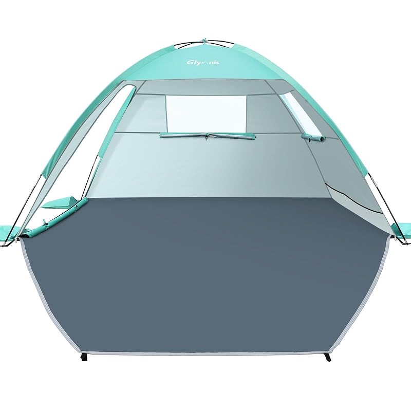 Glymnis 3 Person Beach Tent Sun Shelter UPF 50+ Easy Setup Green Variation: Green+3 Person
