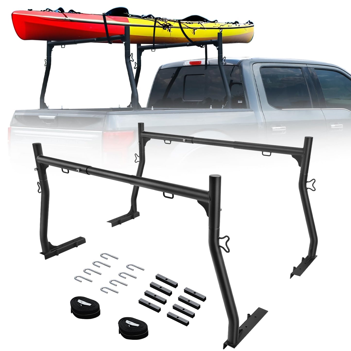 OTHOWE Truck Ladder Rack for Most Trucks - Universal Non-Drilling 46''-71'' in Width Truck Bed Rack with 800lbs Loading Capacity, Overland Ladder Rack for Kayak, Surfboard, Lumber, Ladder and More