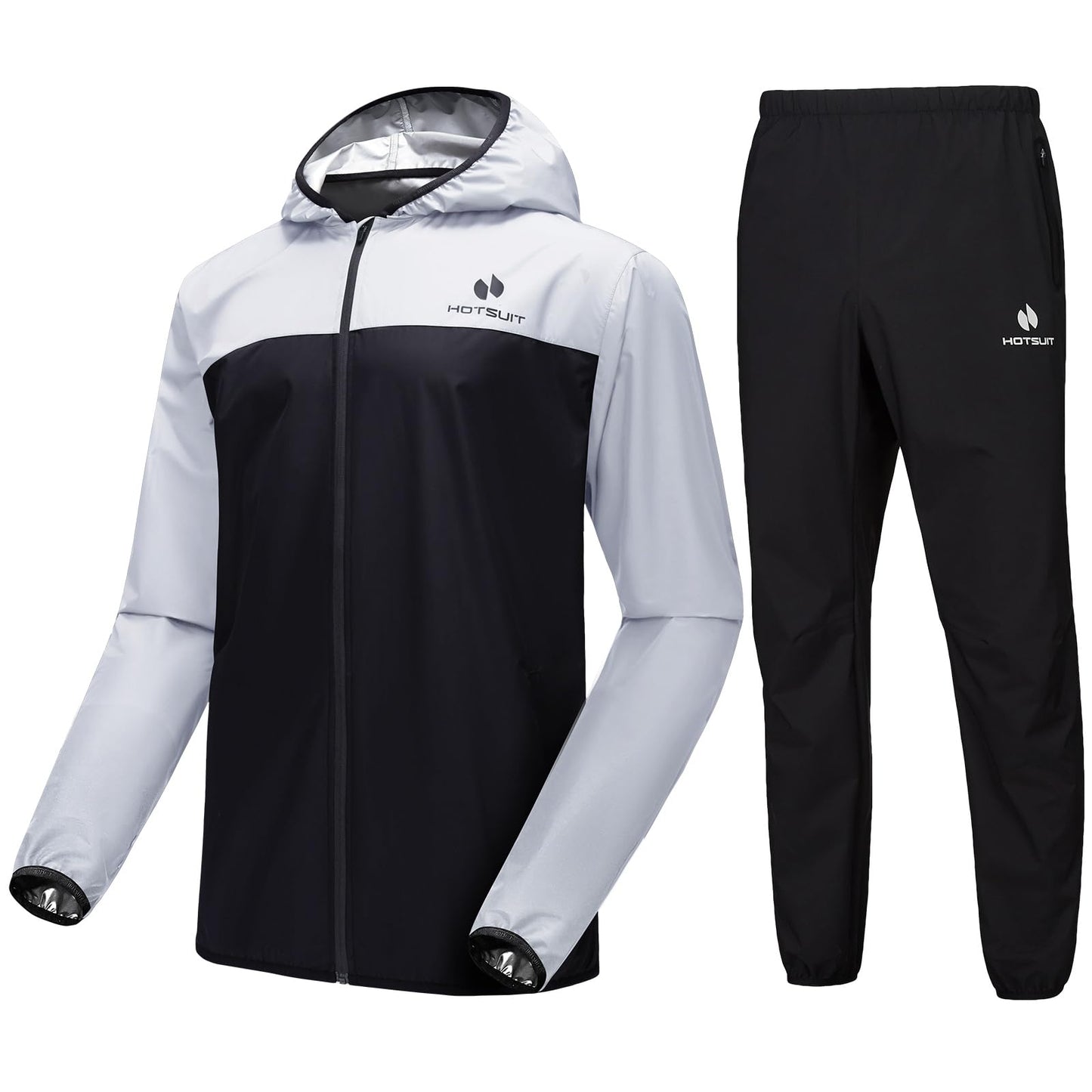 HOTSUIT Sauna Suit for Men Weight Loss Sweat Suits Gym Workout Exercise Sauna Jacket Pant Full Body, White, XL
