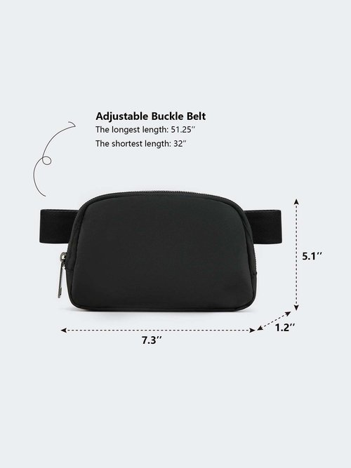 Multi-Function Belt Bag, Fanny Pack with Detachable Strap, Makeup bag, Waist Bag for Running, Traveling & Hiking(Black)
