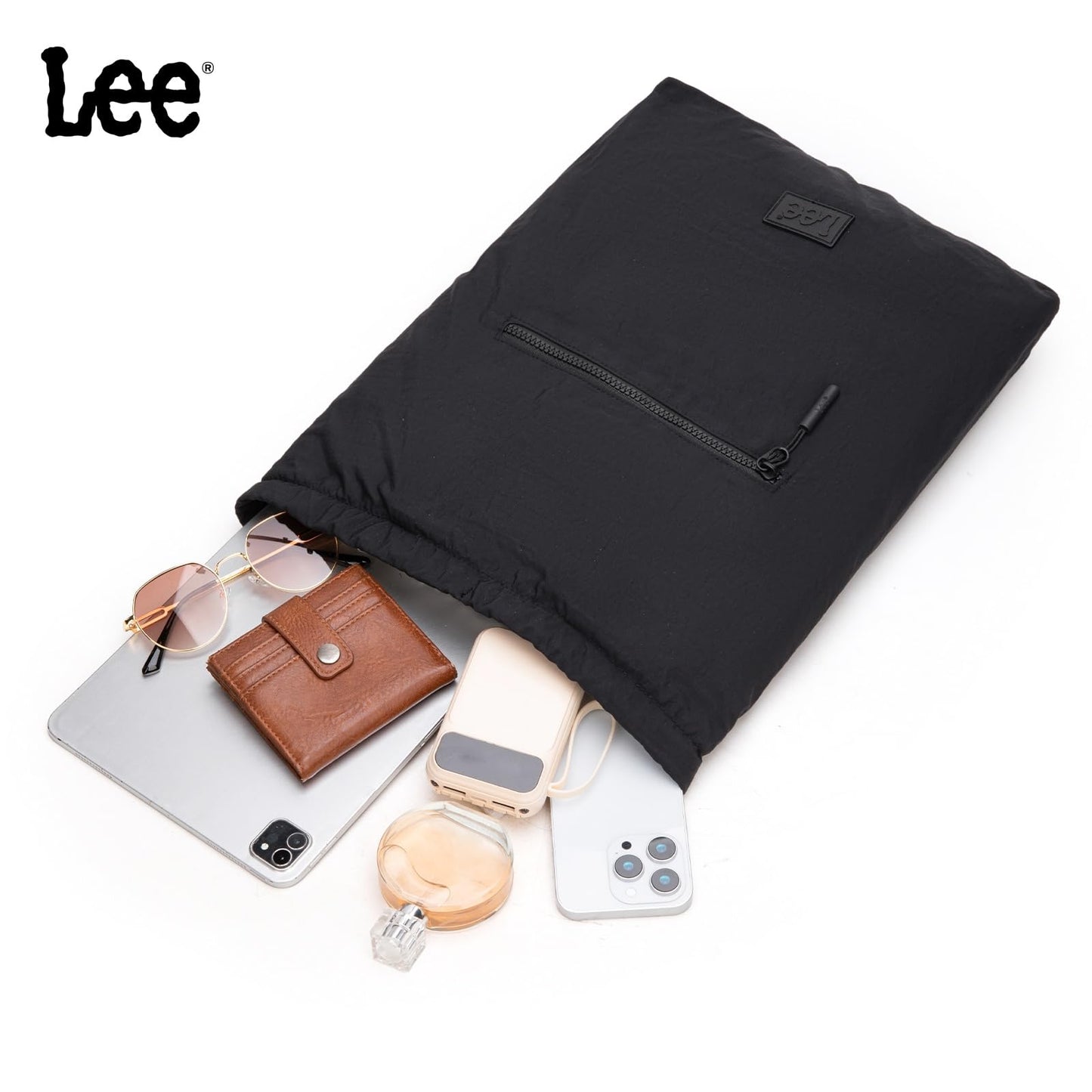 Montana West Lee Drawstring Backpack Bag Lightweight Small Gym Swim Beach Bag Water Resistant Sports Sackpack for Men Women, LEE48-002BK