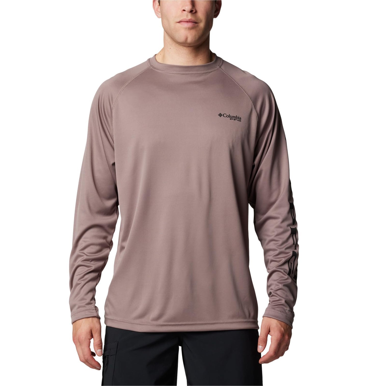 Columbia Men's Terminal Tackle Long Sleeve Shirt, Iron/Black Logo, Large
