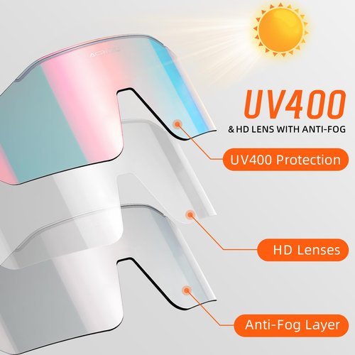 ACRUNU Cycling Glasses with Night Glow Photochromic & Anti-Fog Lens UV400 Protection HD Vision for Cycling Driving Unisex (Gray-colorful)