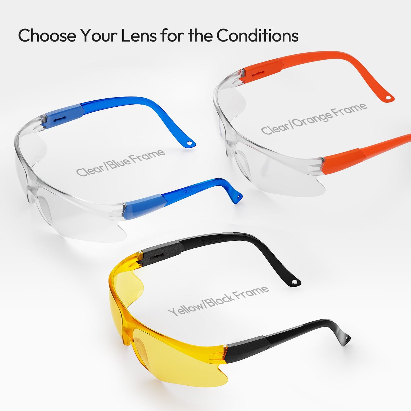 LaneTop Shooting Glasses for Youth & Small Face Adults - Anti-Fog, UV Protection, Adjustable Arms - ANSI Z87.1 Certified Safety Glasses for Shooting Range- Clear Lens