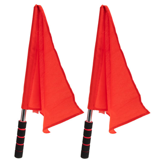 2PCS Referee Flags With Stainless Steel Handle - Red Signal Flag for Volleyball, Soccer, Track and Field - Lightweight Line Judge Equipment