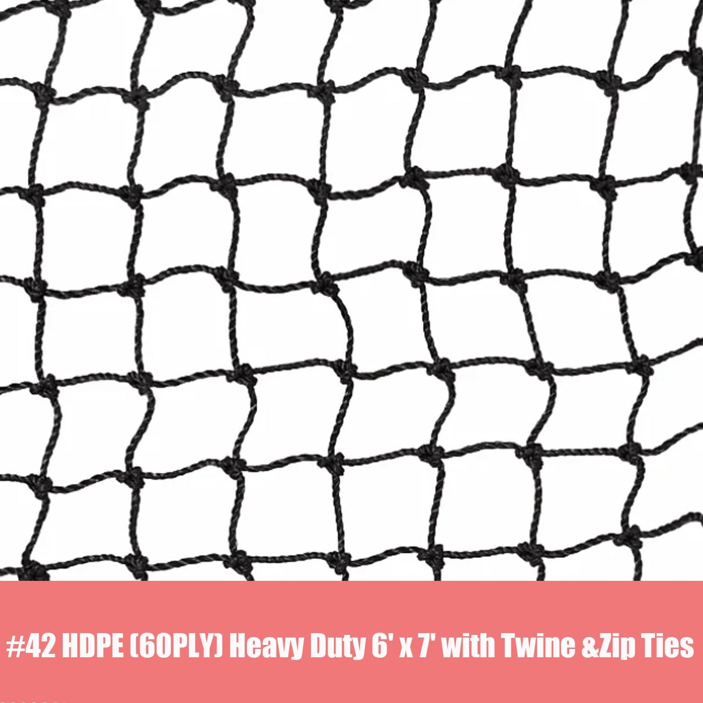 Surecha Batting Cage Net Repair Kit 6' x 7' Baseball Softball Backstop Nets #42 HDPE (60PLY) Heavy Duty with Twine &Zip Ties for Baseball Batting Cage Netting