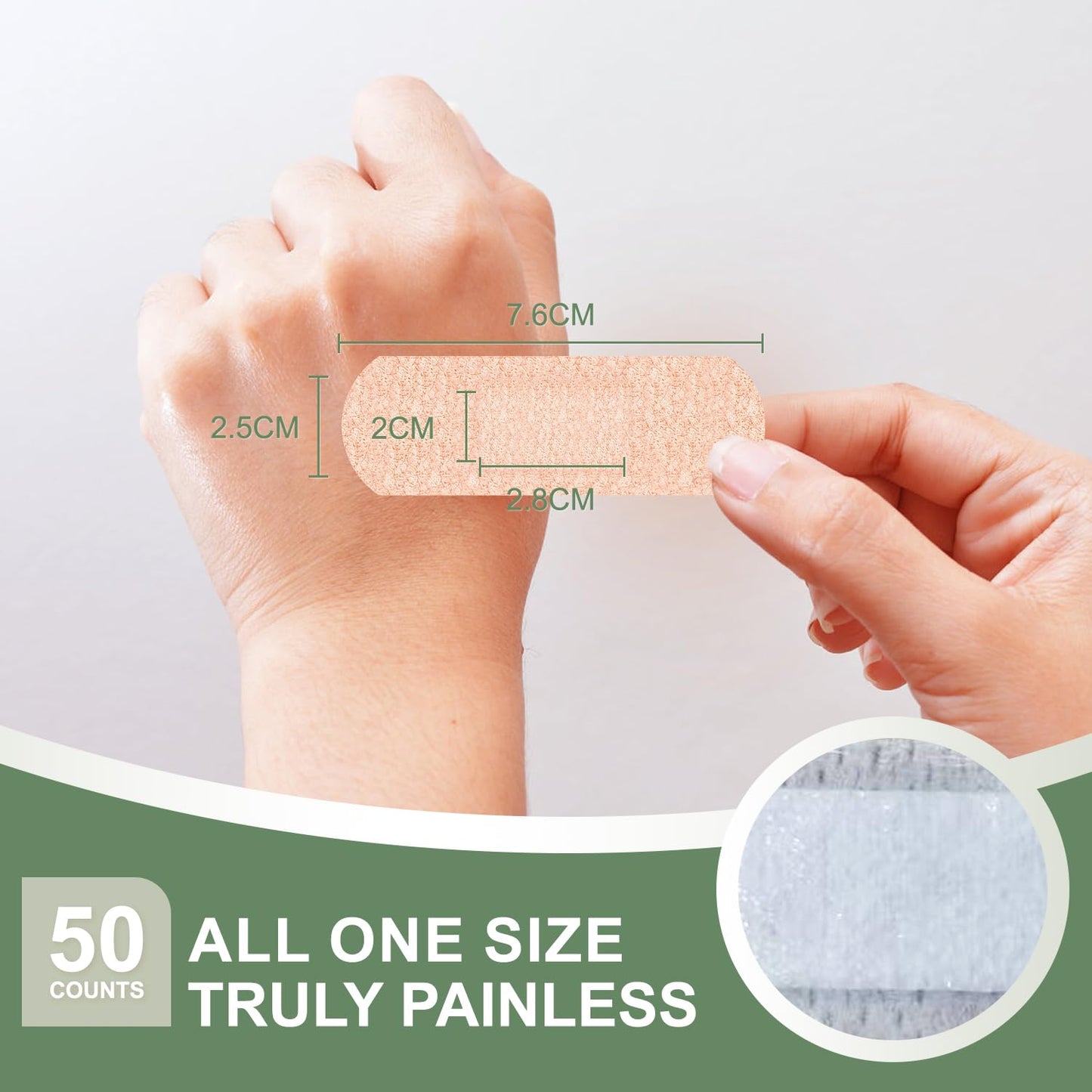 Hysimedy Silicone Bandages for Sensitive Fragile Skin 1"x3" 50 Count Flexible Fabric Latex Free Hypoallergenic Breathable Small Bandages for Wounds Easy Painless Removal for Geriatric and Children