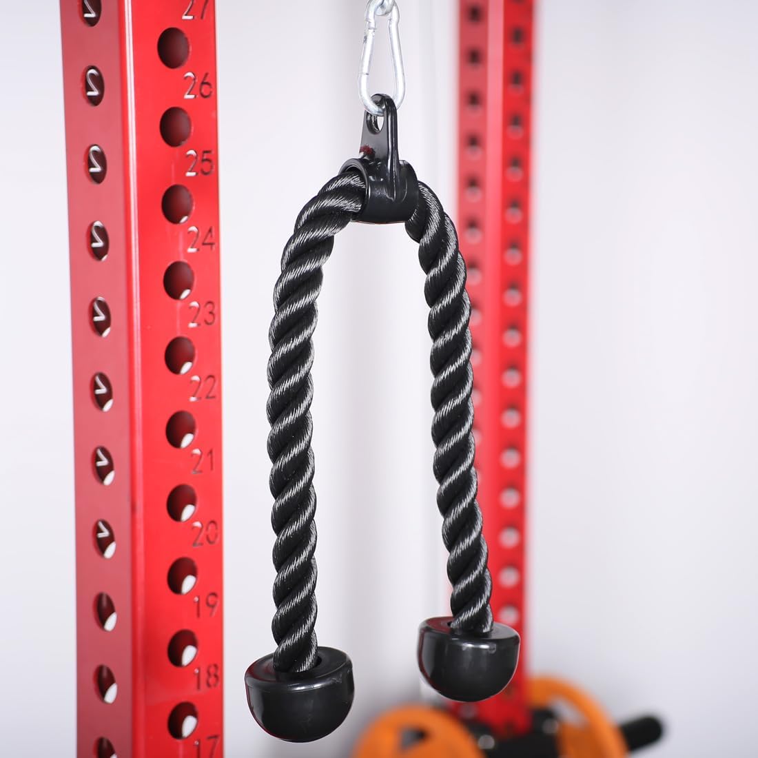 Double Length Tricep Rope for Cable Machines - 55 Inch Heavy Duty Pulldown Attachment, 4ft 7in Gym Strength Training Accessory & Home Workout Equipment