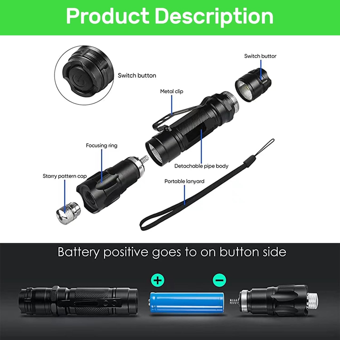 IVVTRYI Rechargeable Green Laser Pointer with one-Button on/Off