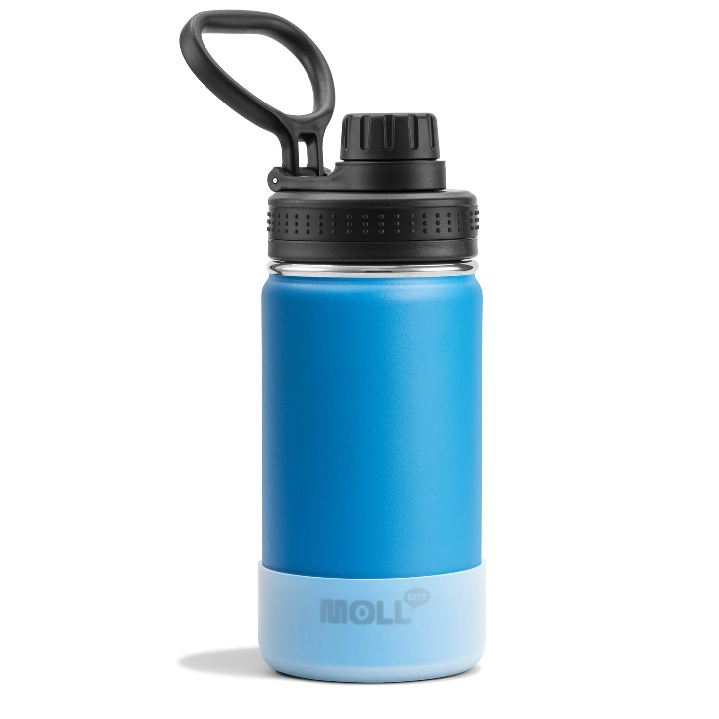 Mollcity Kids Water Bottle with Spout Lid-12 oz Small Insulated Sports Water Bottle for School-Reuasble Stainless Steel Vacuum Travle Leak Proof Water Flask (Sky Blue)