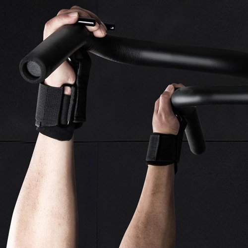 Shurhome Adjustable Fitness Training Hook for Deadlifts Pull Up Comfortable Wrist Strap with Iron Grips Gym Equipment