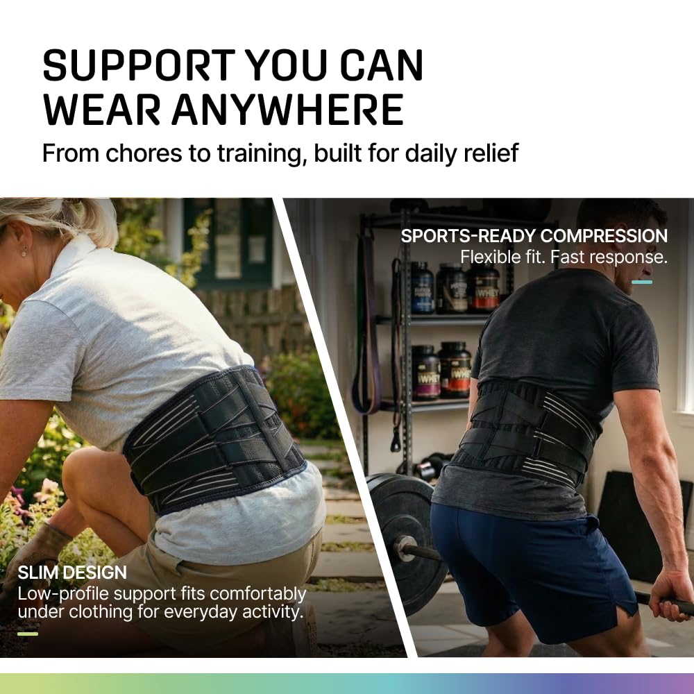 Modvel Back Brace for Lower Back Pain Women and Men – Lumbar Support Belt for Sciatica, Herniated Disc, Muscle Strain – Adjustable Breathable Work Brace with 6 Stays – Support for Posture