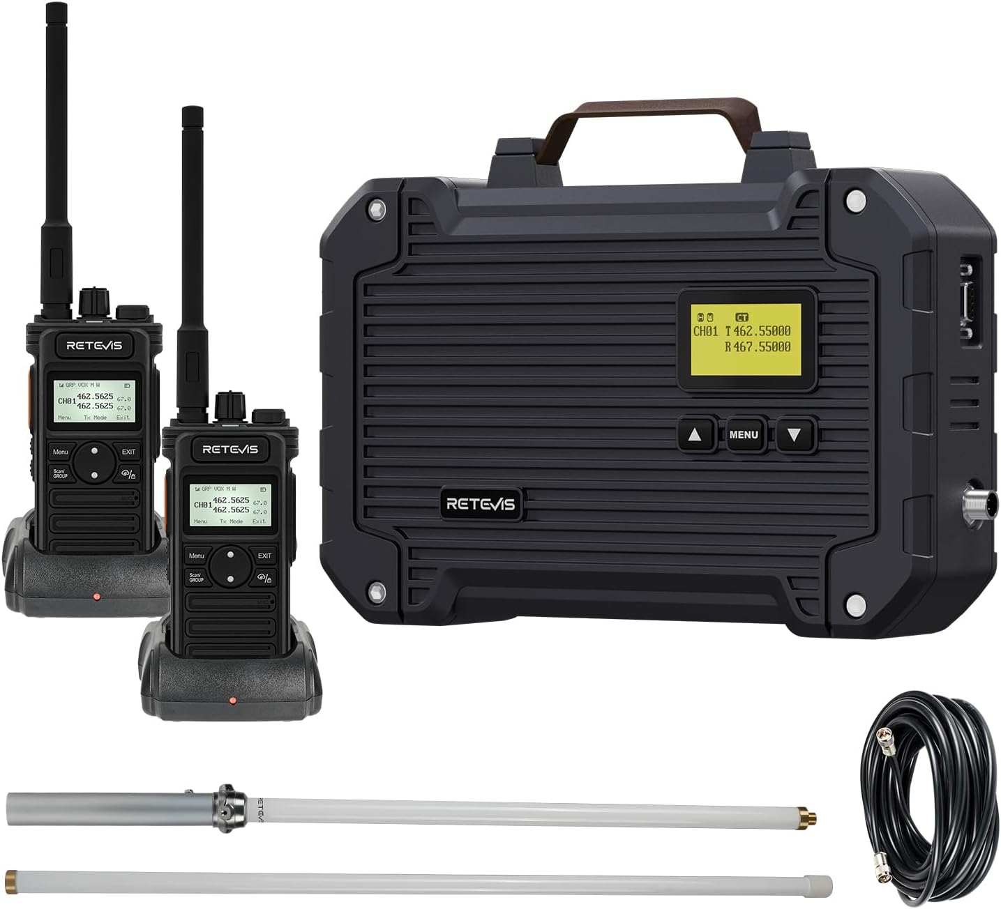 (3rd Gen RT97) Retevis RT97L Up to 25W GMRS High-Power Repeater, IP66 Waterproof, Long Range Base Station Compatible with Raspberry Pi for Farms, Remote Areas & Home Use (1 Pack)