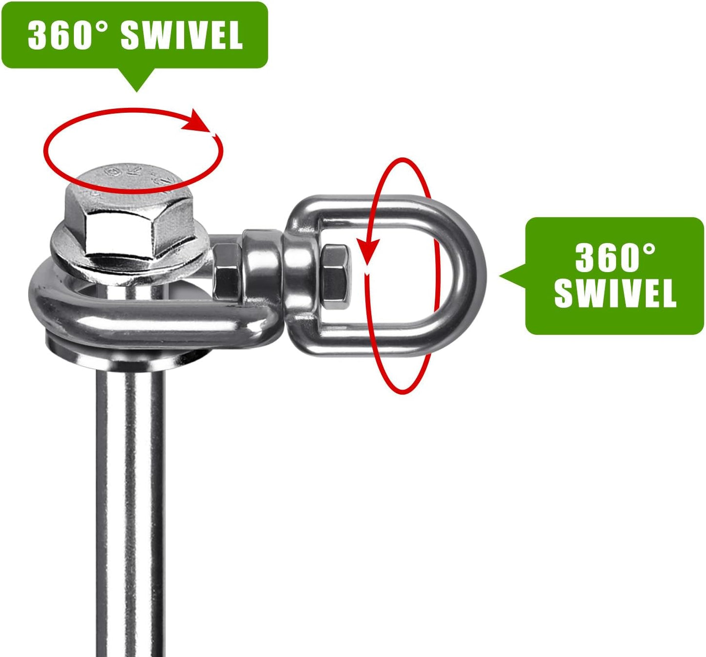 14" Ground Anchors with a Hex Head and 360° Swivel Adjustment (4Pack), Tent Stakes Heavy Duty for Trampolines, Mobile Homes, Swing Sets, Sheds, Carports, and Securing Animals - Chrome Plated