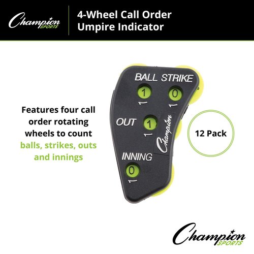 Champion Sports Baseball Umpire 4-Wheel Call Order Indicator, Black