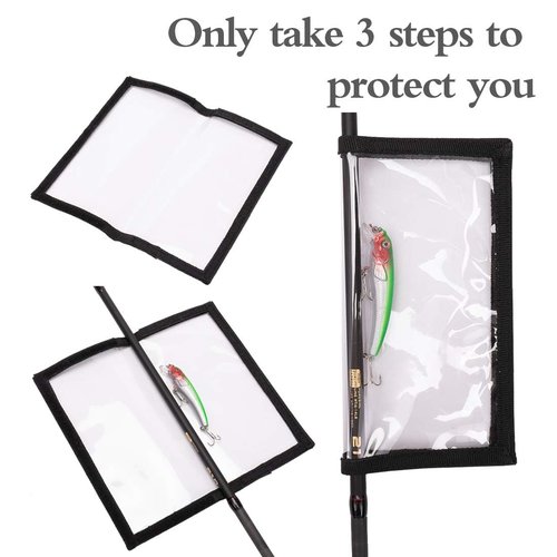 PFILERSO Fishing Lure Wraps 10 Packs Durable Clear PVC Lure Covers Keeps Fishing Safe Easily See Lures Fishing Hook Covers Bait Storage 5 Large 4.3" W x 7.9" L + 5 Medium 3.9" W x 7.1" L (10pcs 5L+5M)