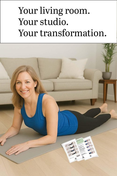 Pilates workout cards - for women's fitness - Detailed photos and video Instructions by Stott Pilates Certified instructor - 52 mat exercise cards to do Pilates at home with no equipment needed.