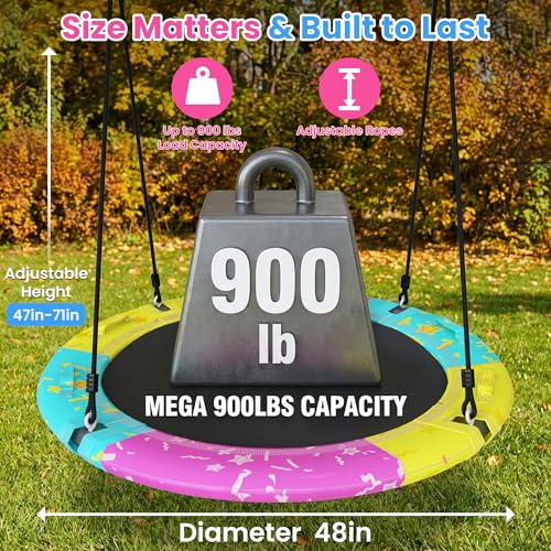 48 Inch Saucer Swing for Kids & Adults - Tree Swing with 900 lb Capacity