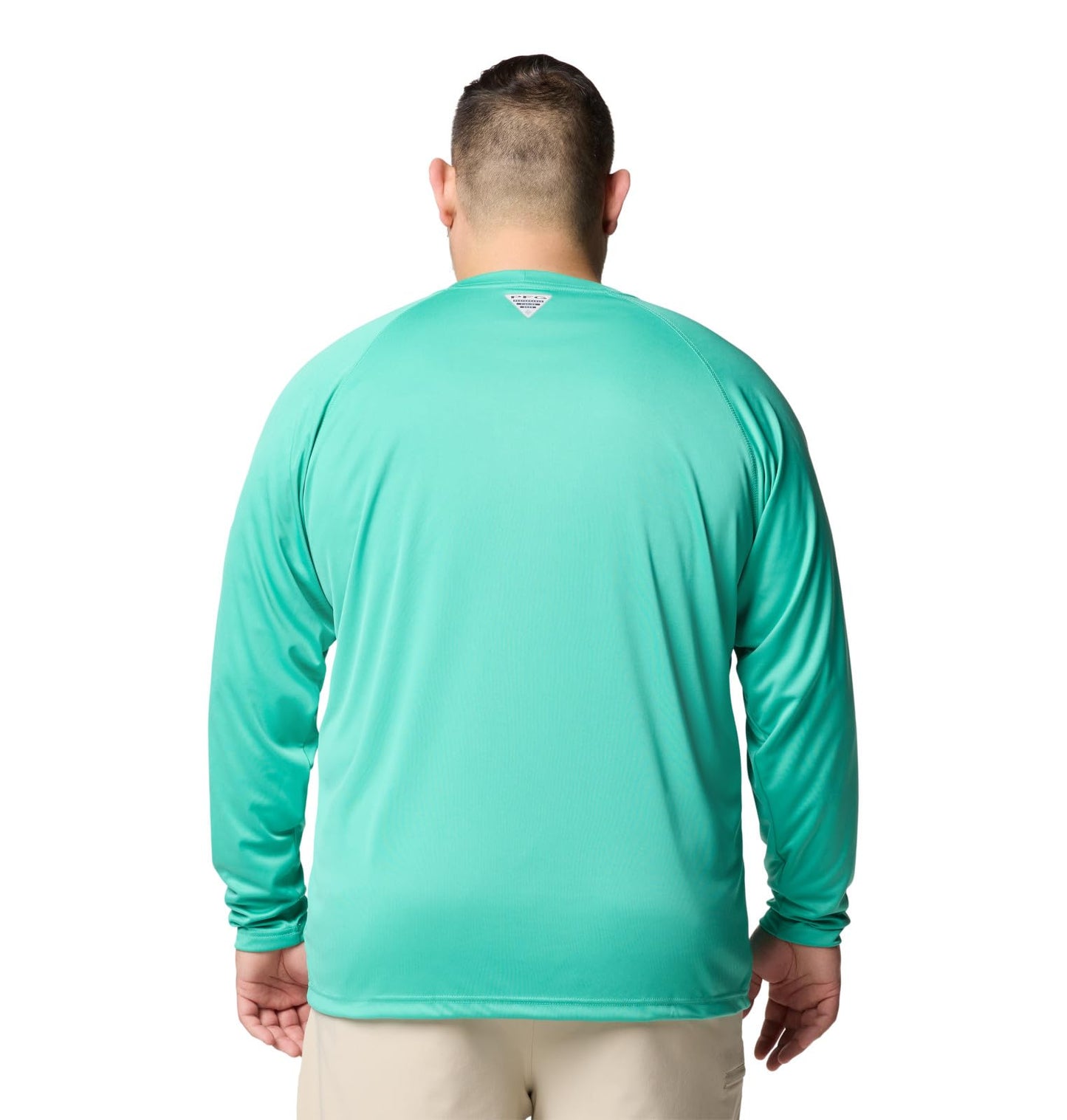 Columbia Men's PFG Terminal Tackle Long Sleeve Fishing Shirt, Glaze Green/White Logo, X-Small