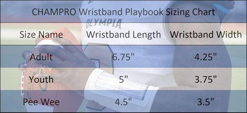 CHAMPRO Triple Wristband Playbook, Youth, Black, Model Number: AF50YB