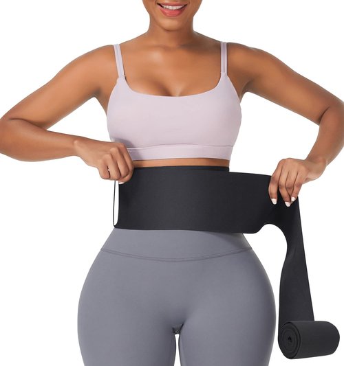 FeelinGirl Waist Trainer for Women Men Waist Wrap Tummy Control Waist Shaper with Loop Waist Trainer for Lower Belly Fat Black